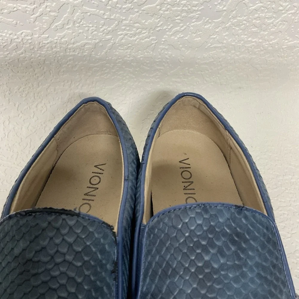 Vionic Midisnake Loafers Shoes‎ Women's Size 7 US/38 EU Blue Leather Orthotic
